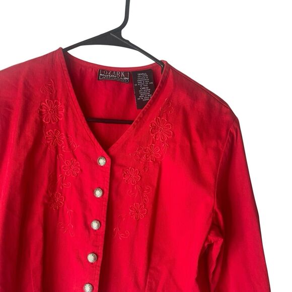 Ozark‎ Mountain Vintage 90s Women's Size Small Red Emboridered Western Button Up - Picture 2 of 8